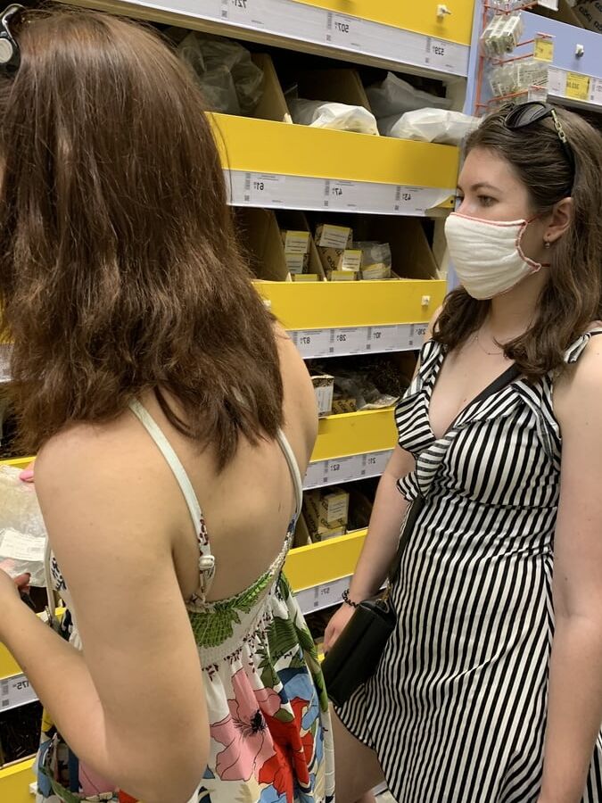 Two girls. Double upskirt.