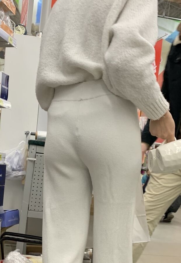 Skinny young mom panties line