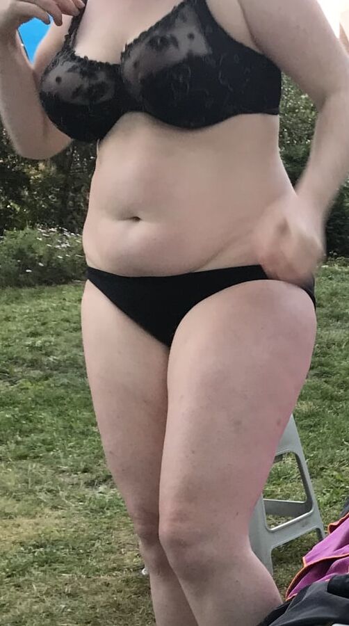 Sexy curvy blond with large boobs and huge areolas