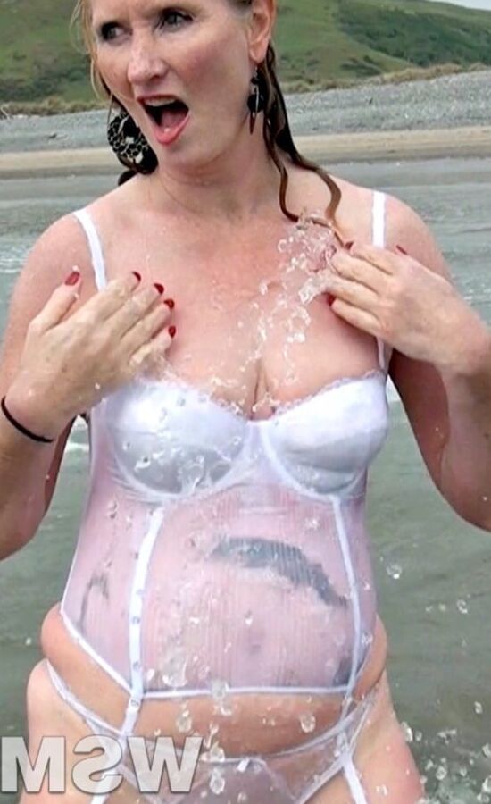 Mrs Custard Couple wet again pool and sea