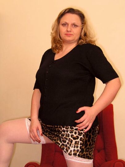 Mature blond in white