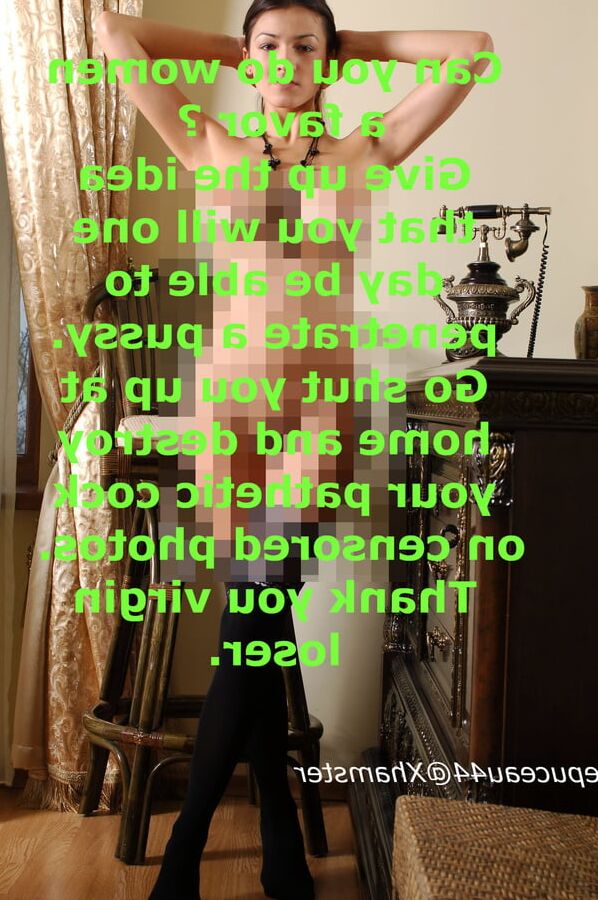Censored captions for virgin pussy-free looser
