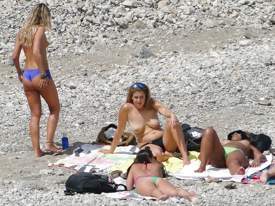 Girls Changing on the Beach for Topless Lovers