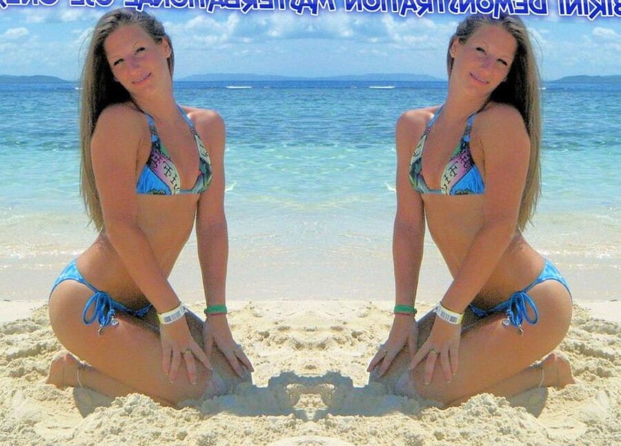 Sarah Takes On Tiny Blue String Bikini