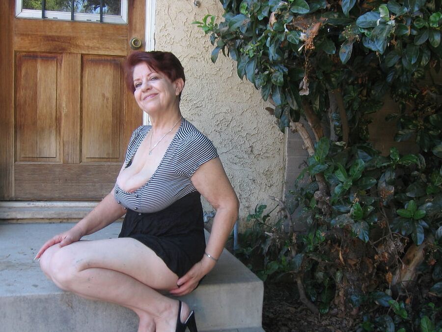 Brunette granny with big tits