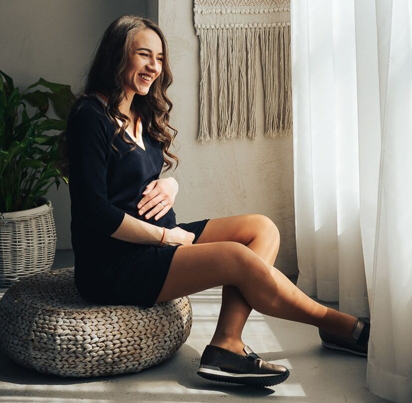 Pregnant Russian Bitch in Tan Pantyhose