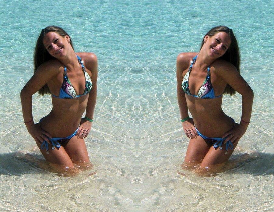 Sarah Takes On Tiny Blue String Bikini