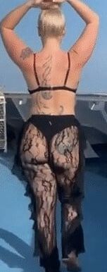 Asses in see through and chaps