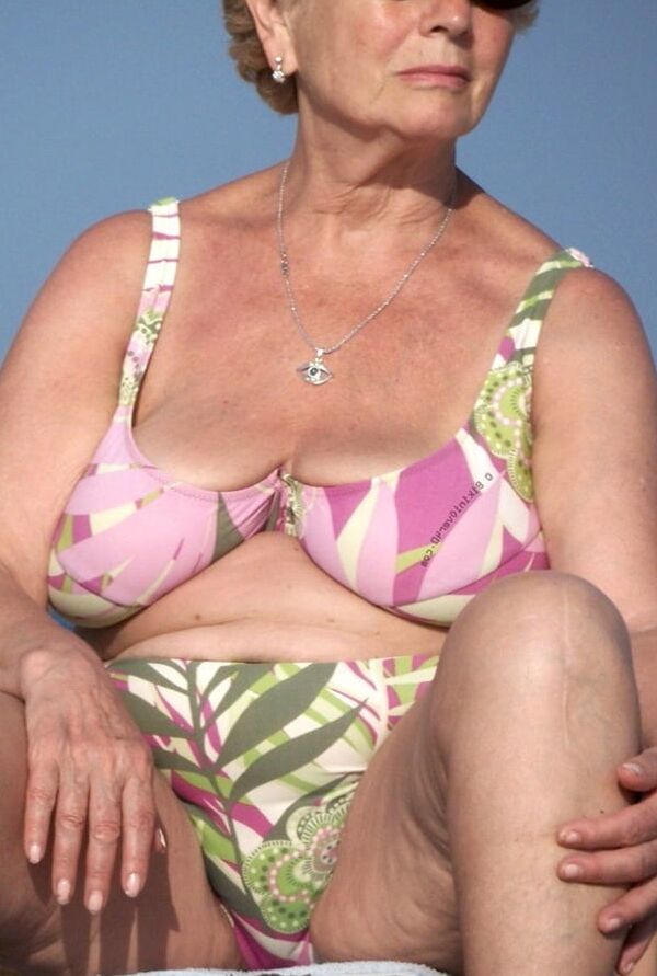 Granny big boobs beach
