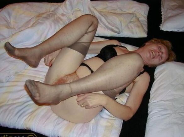 Old whore in brown stockings for your pleasure