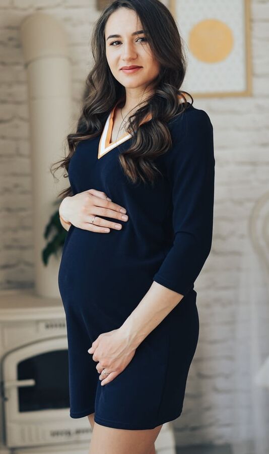 Pregnant Russian Bitch in Tan Pantyhose