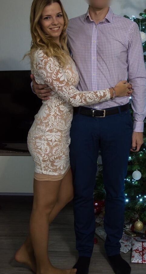 Skinny Russian Wife at Home in Tan Pantyhose