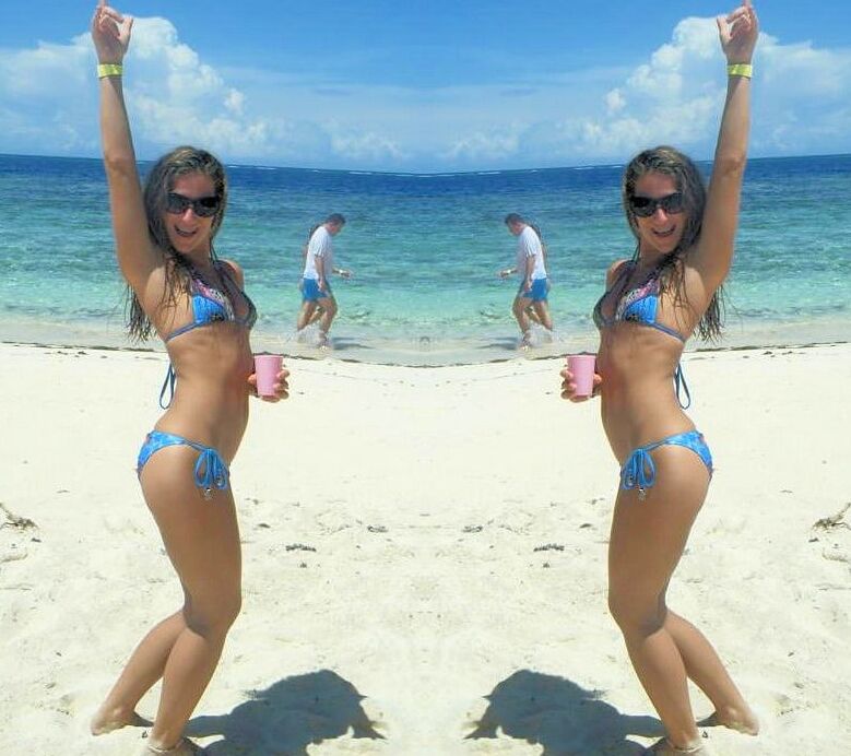 Sarah Takes On Tiny Blue String Bikini