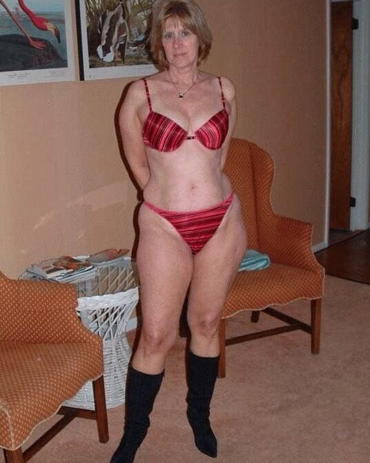 matures in red lingerie