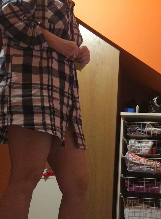 Wife in mens shirt