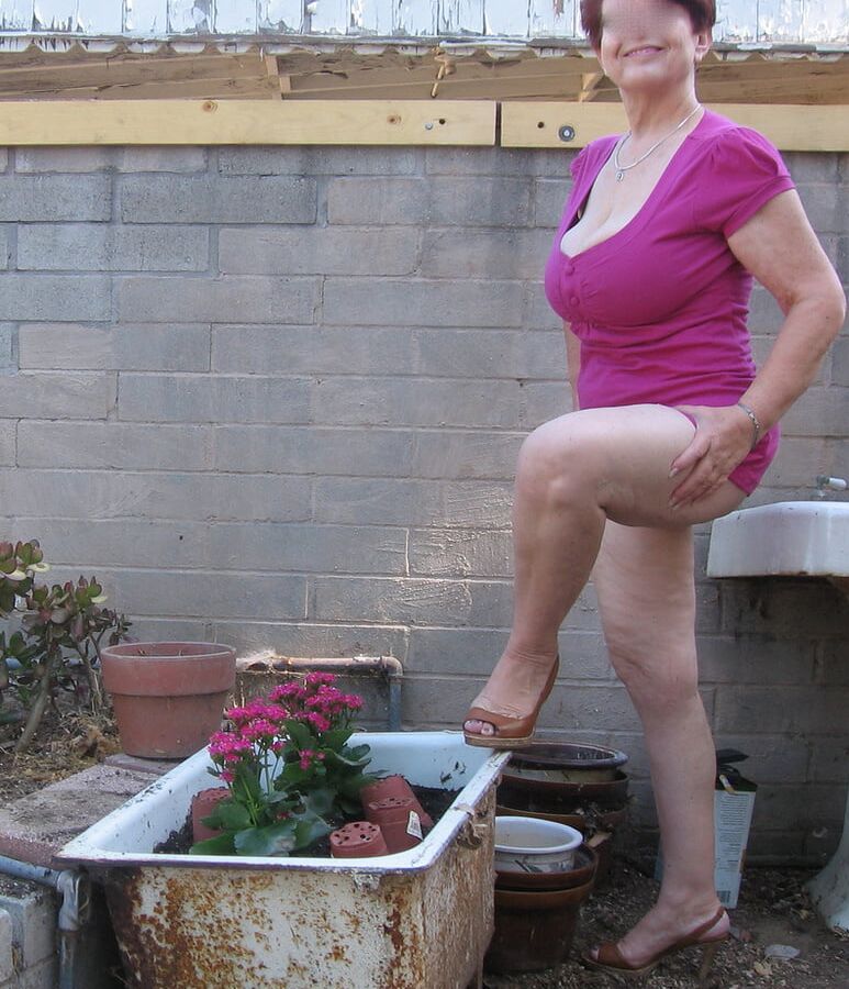 Brunette granny with big tits