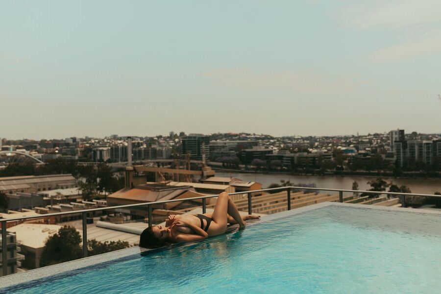 Big boobs on a roof