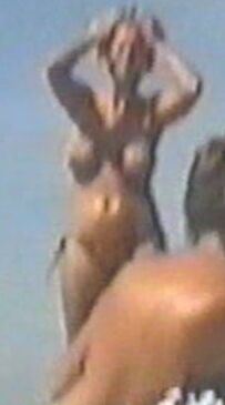Big german tits on Danish beach