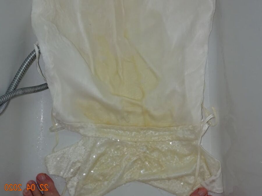 white dress piss