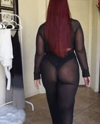 Asses in see through and chaps