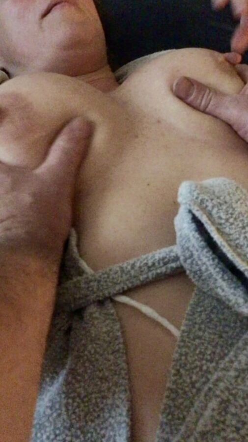 Eating the wifes pussy and groping her tits for you