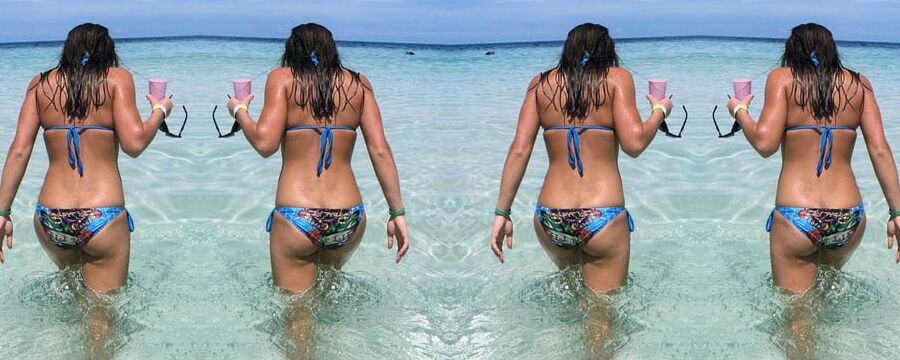 Sarah Takes On Tiny Blue String Bikini