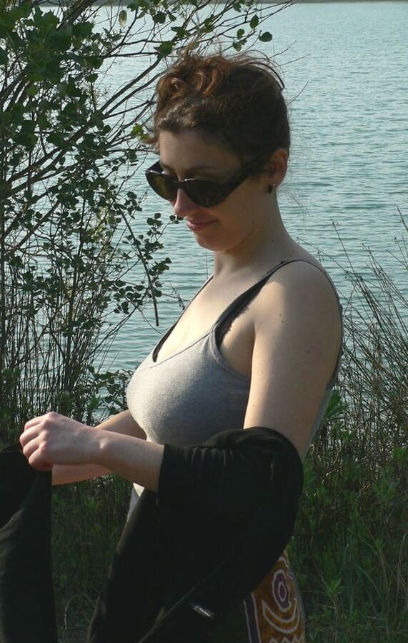 Brunette in woods