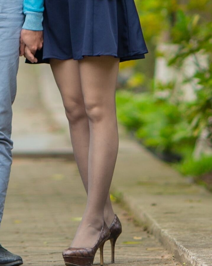 Timid Little Chinese Wifey in Pantyhose