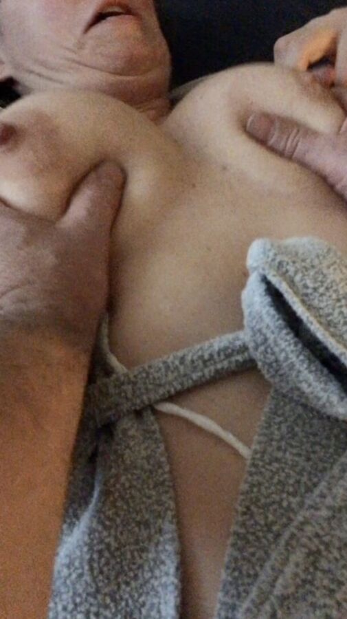 Eating the wifes pussy and groping her tits for you