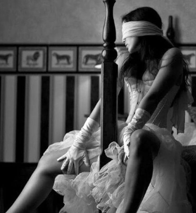 BLINDFOLD flexible BDSM bound fetish milf ass legs tied les