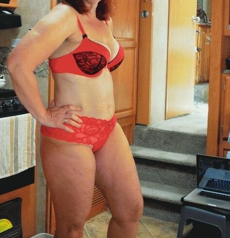 matures in red lingerie