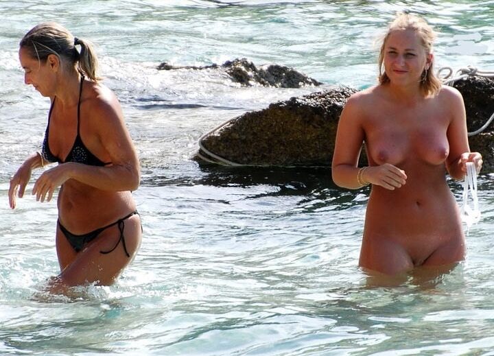 Beach Family with Nudist Slut Daughter CMNF OON