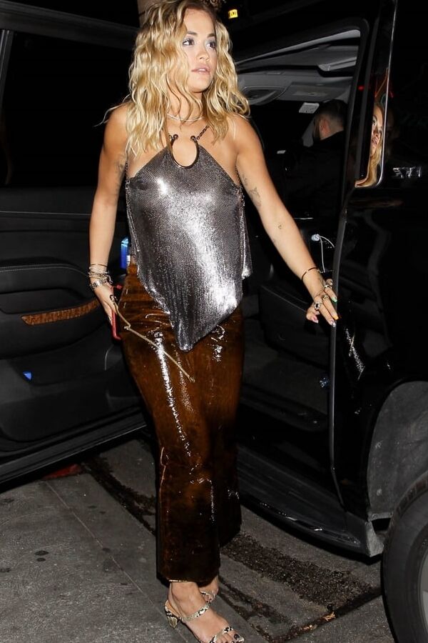 Rita Ora In Sexy Leather And Sheer Top!