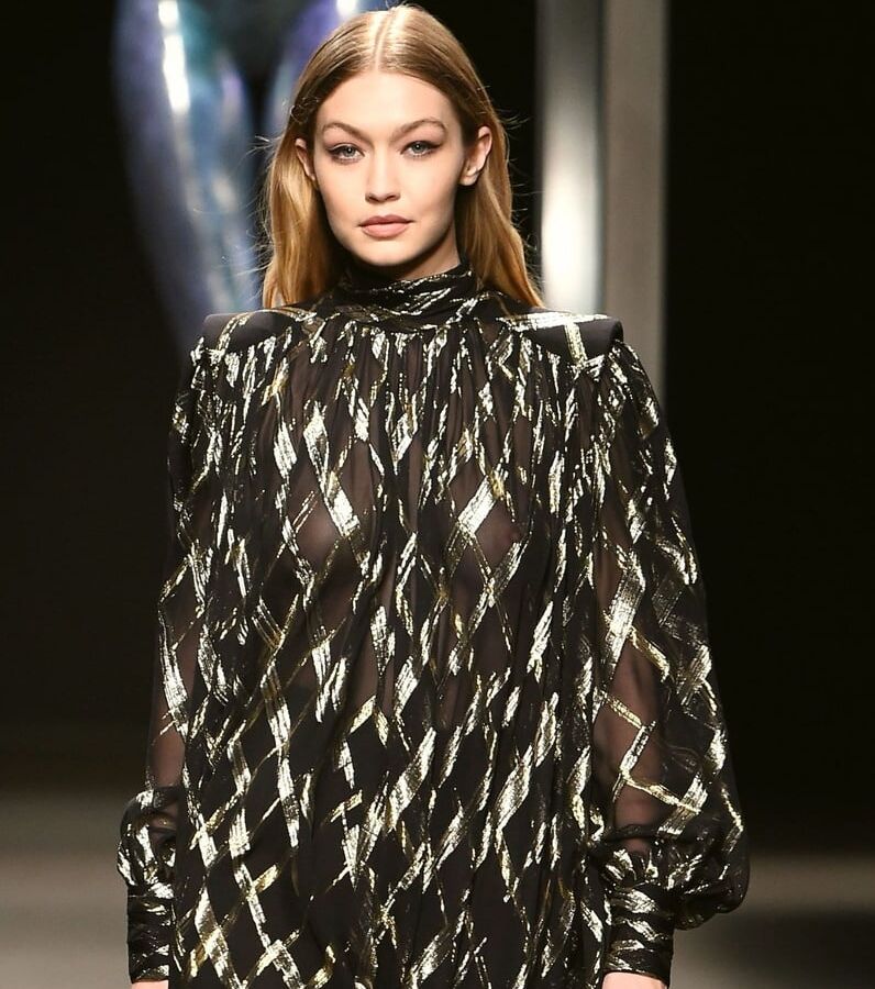 Gigi Hadid seethrough catwalk Milan feb