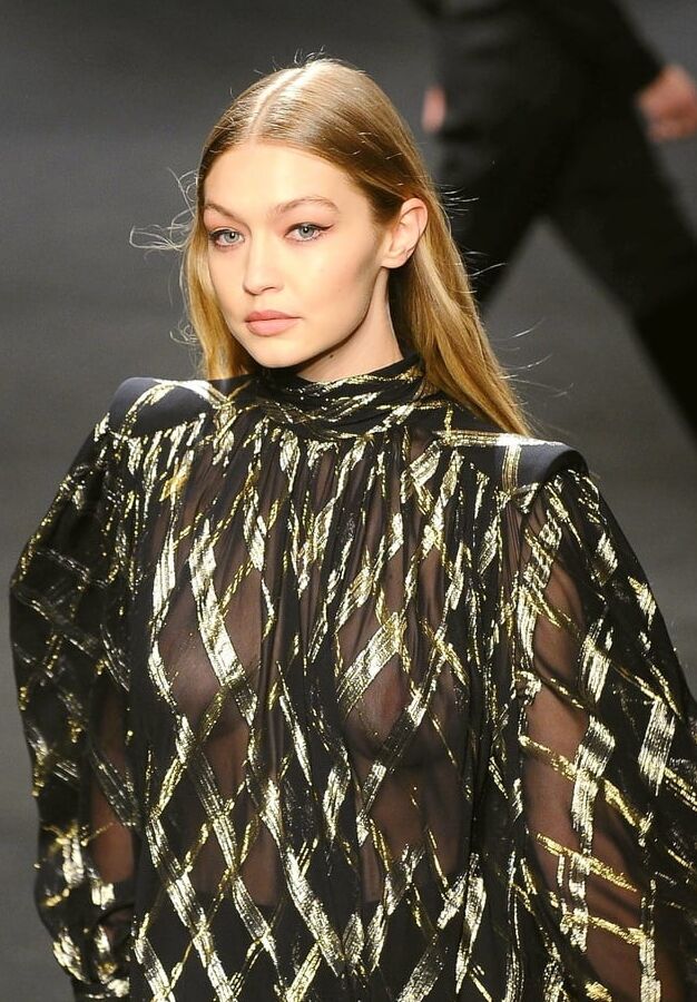 Gigi Hadid seethrough catwalk Milan feb