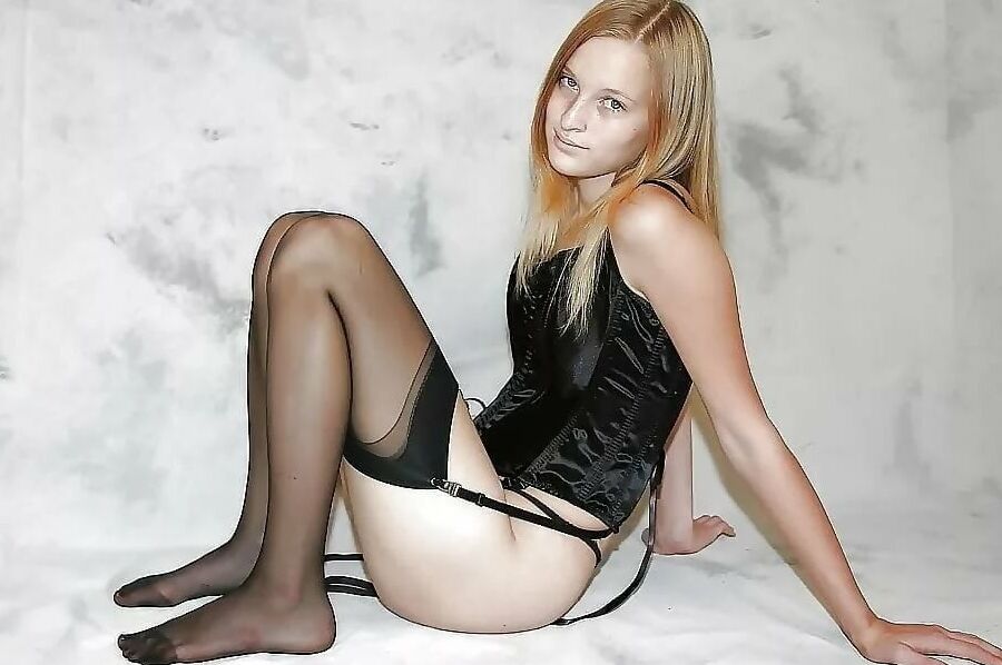 Teens in black lingerie