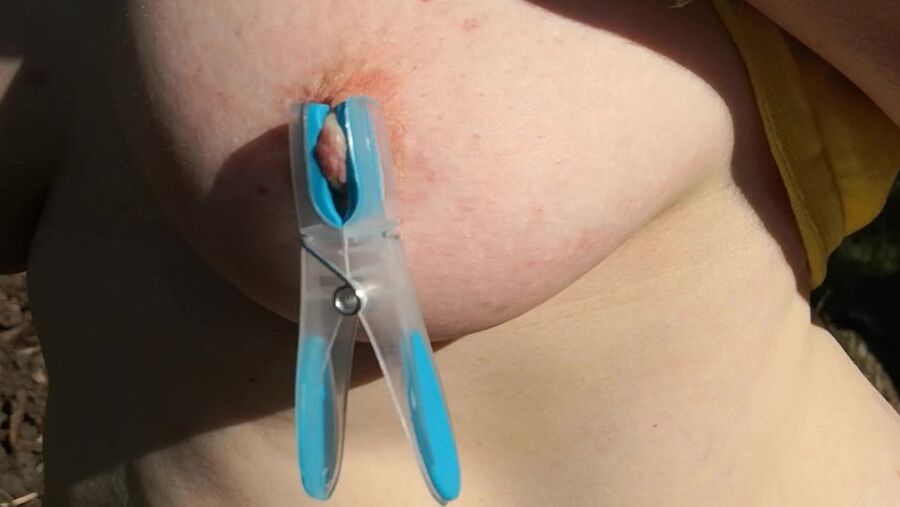 Clamps an slapping tits in public place