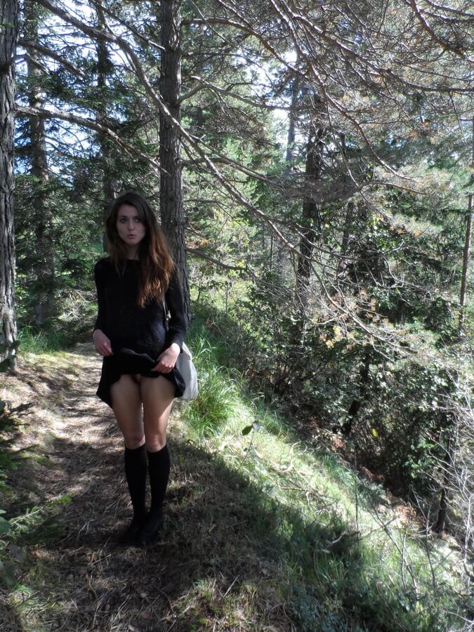 Poor brunette has no panties