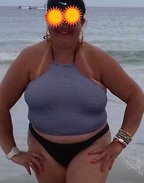 My MIL yo at the beach on holiday