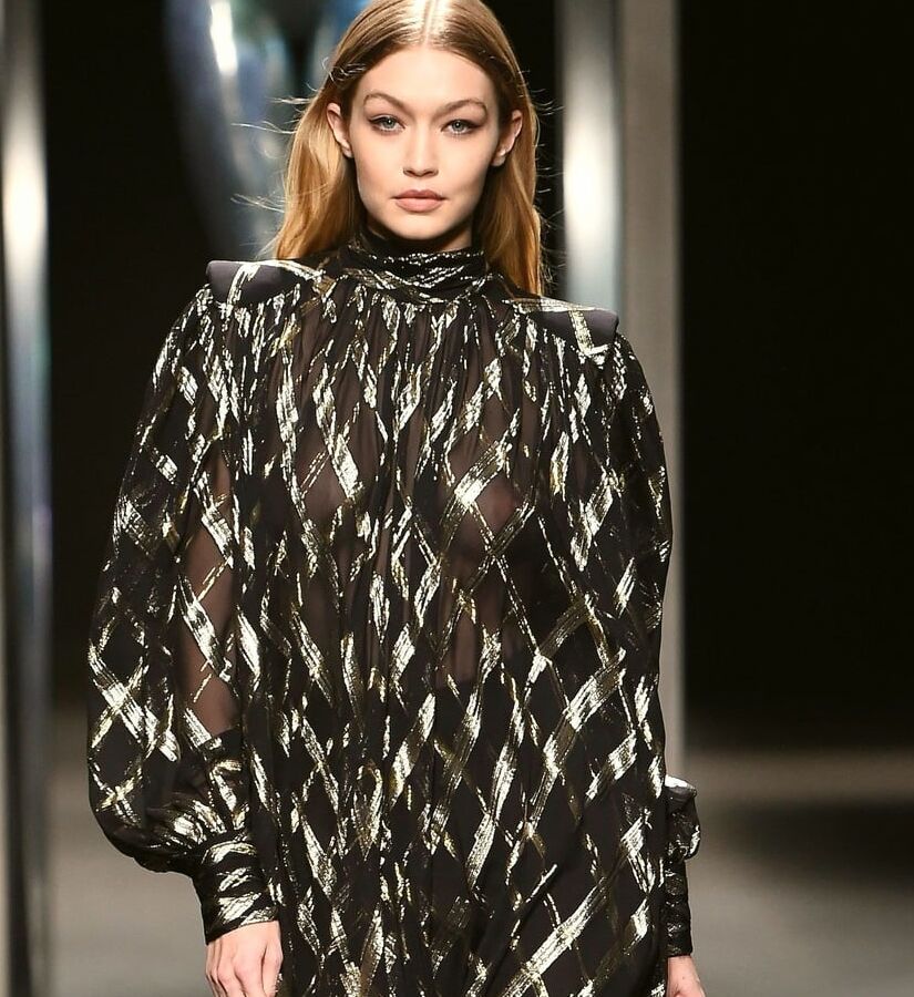 Gigi Hadid seethrough catwalk Milan feb