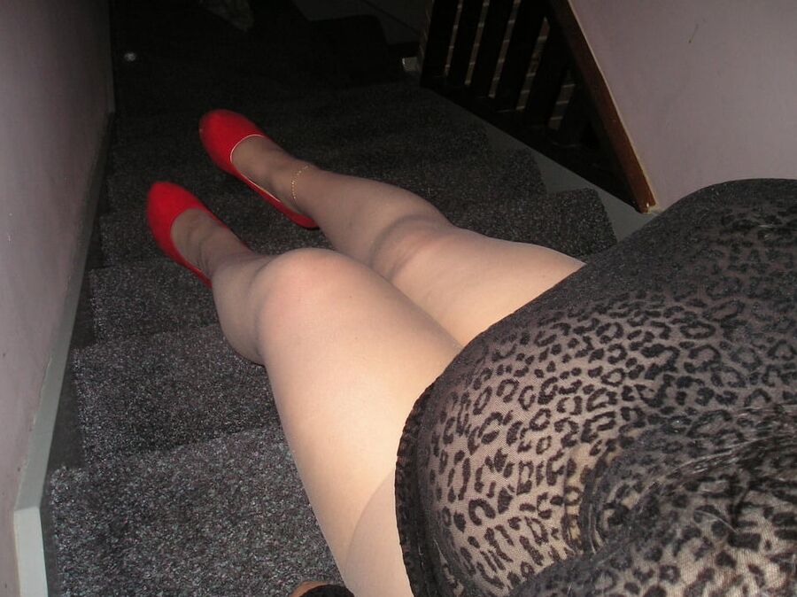 My girlfriend wearing pewter tights pantyhose