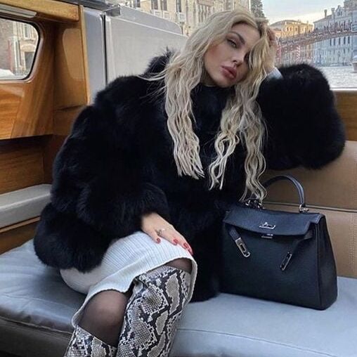 woman in fur coat