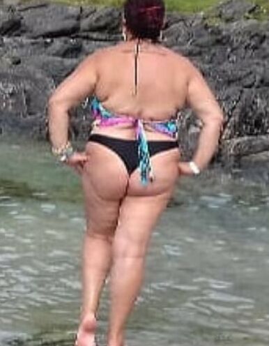 My MIL yo at the beach on holiday