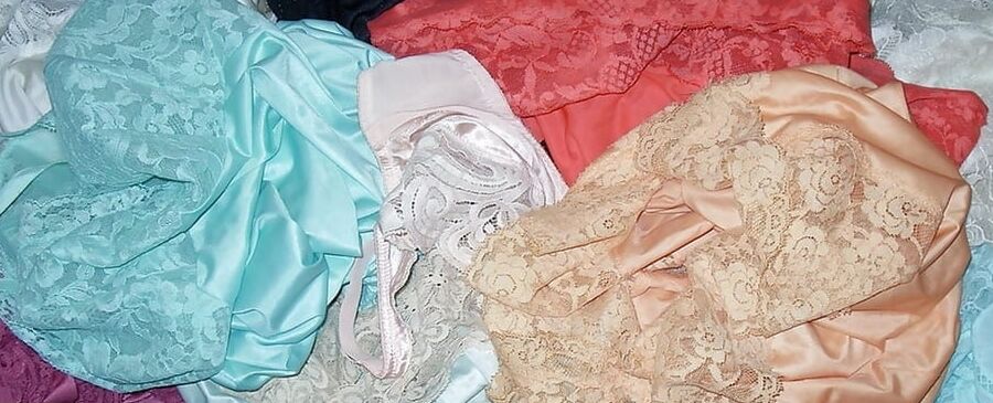Sexy Lingerie Lacy Slips Stockings Garters Silky Panties
