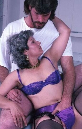 Mature blue lingerie