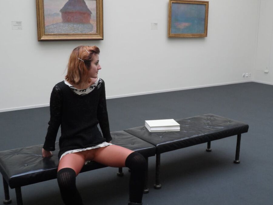 Poor brunette has no panties