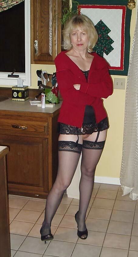 Mature blue lingerie