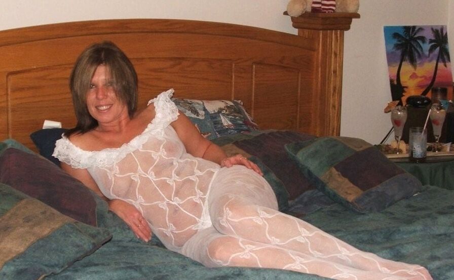 Amateur and matures in white bodystocking