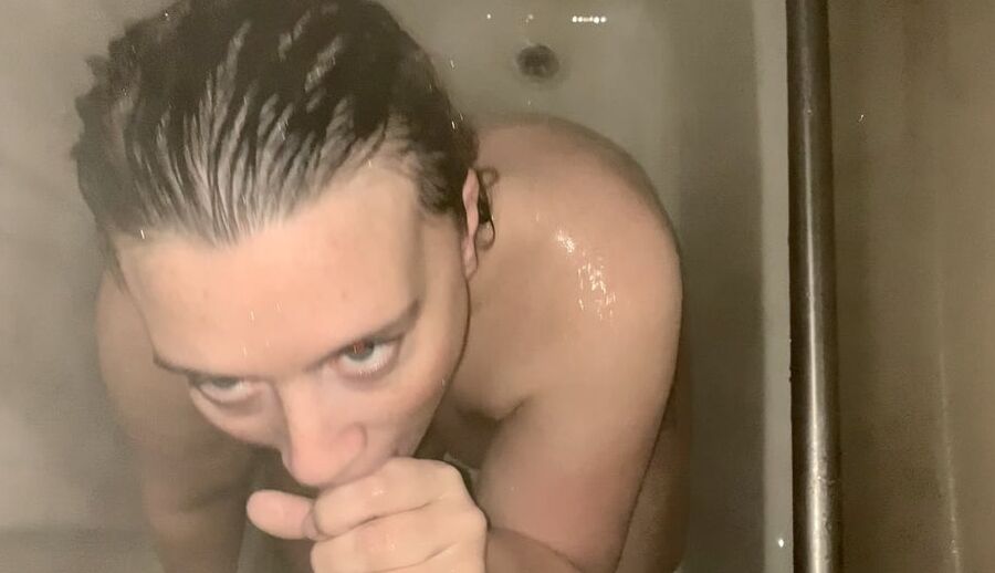 Sucking my mans dick in the shower