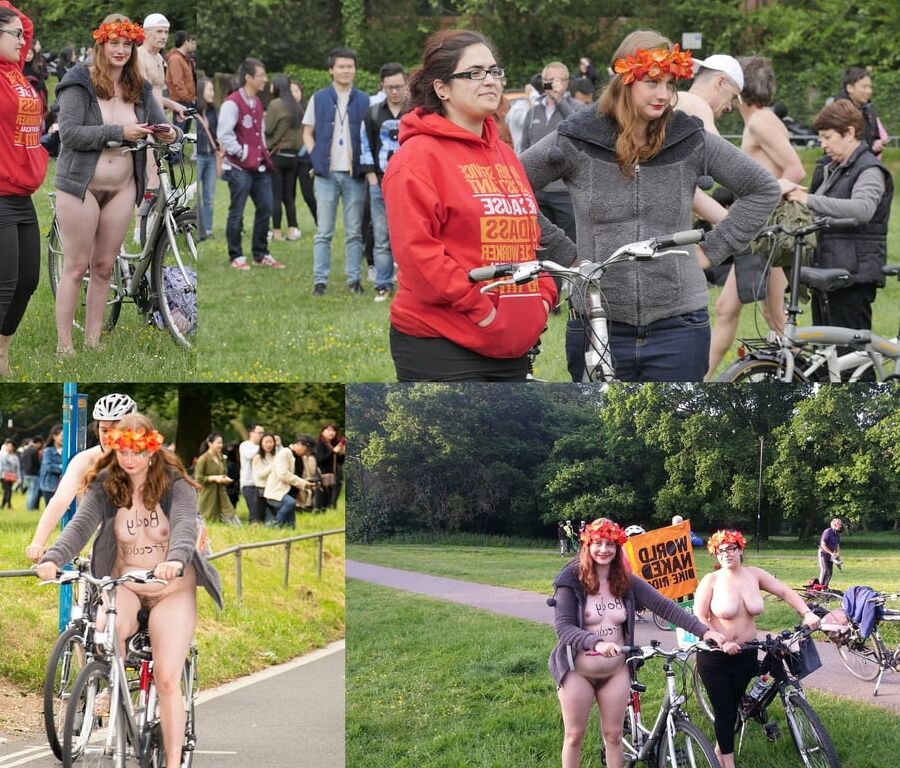 Cute Brunette Southampton wnbr (world naked bike ride)